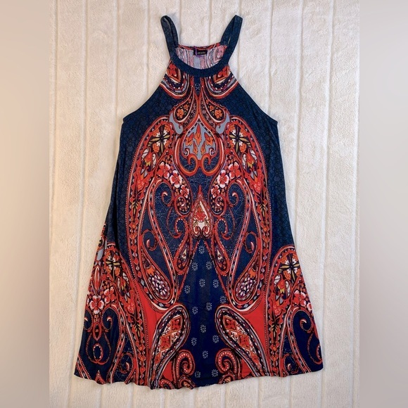 Dresses & Skirts - Lascana High Neck Dress Women’s Small Multicolor Paisley Print Sleeveless Mini